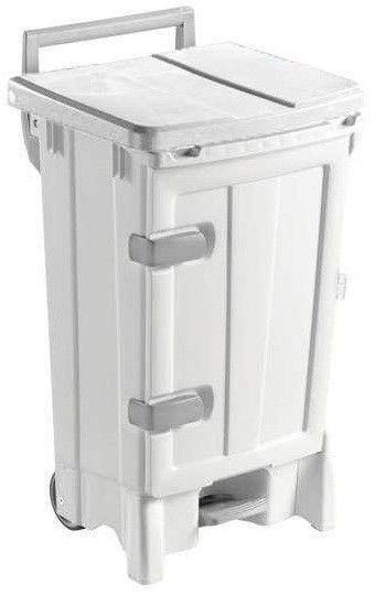 Afvalcontainer met pedaal en deur - op wielen - 90 L
