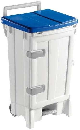 Afvalcontainer met pedaal en deur - op wielen - 90 L