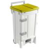 Afvalcontainer met pedaal en deur - op wielen - 90 L