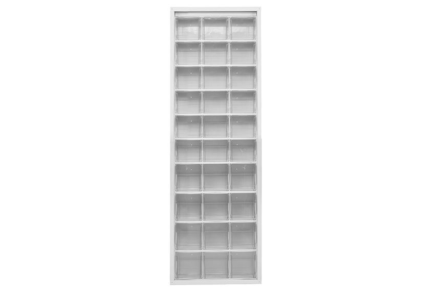 Mobil Plastic wandkast met 30 kantelbakjes - 665x250x2000mm - Wit