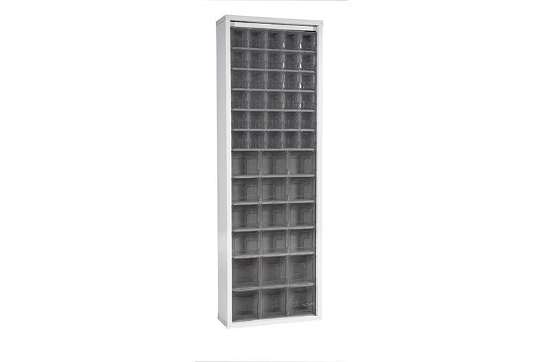 Mobil Plastic wandkast met 48 kantelbakjes - 665x250x2000mm - Zwart