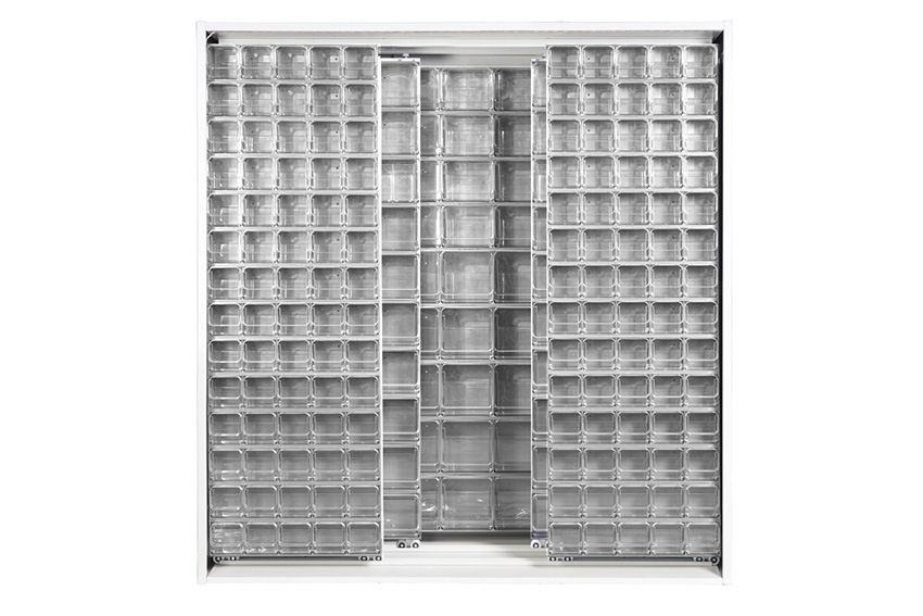 Mobil Plastic wandkast met 281 kantelbakjes - 1870x800x1950mm - Grijs