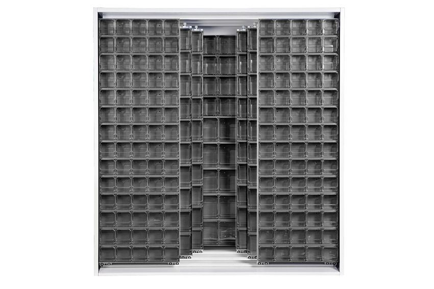 Mobil Plastic wandkast met 341 kantelbakjes - 1870x800x1950mm - Zwart