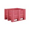 Qubb Palletbox Monobloc 470L - 1200x800x740mm - 3 sleeplatten - Rood