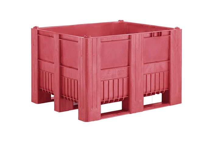 Qubb Palletbox Monobloc 470L - 1200x800x740mm - 3 sleeplatten - Rood