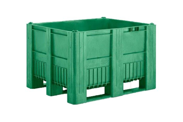 Qubb Palletbox Monobloc 470L - 1200x800x740mm - 3 sleeplatten - Groen