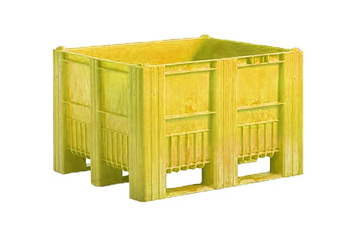 Qubb Palletbox Monobloc 470L - 1200x800x740mm - 3 sleeplatten - Geel