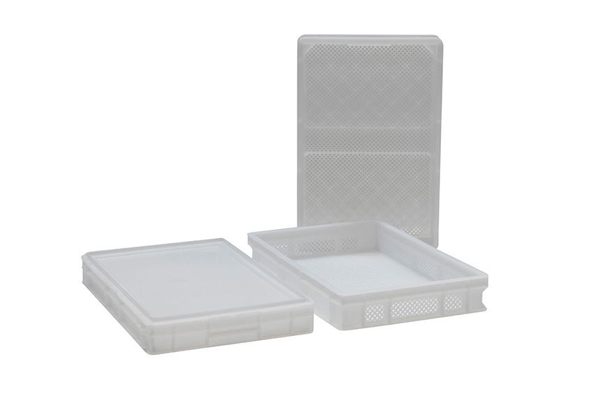 Qubb EN Deegbak 12L - 600x400x70mm - geperforeerd- gesloten handgrepen