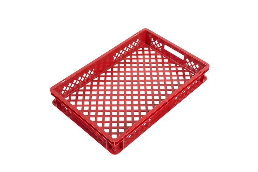 Qubb EN stapel-broodkrat 17L - 600x400x90mm - geperforeerd - Rood