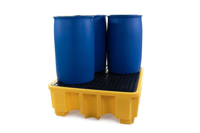 Qubb Lekbak met rooster - 4 vaten - 485L - 1380x1290x480mm - Geel