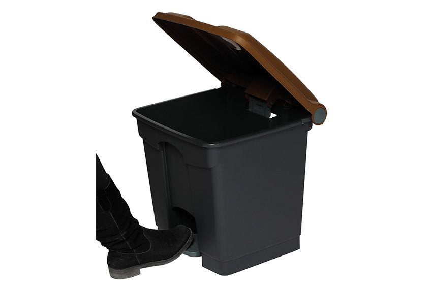 Probbax pedaalafvalbak 30L - recycled body - 410x398x435mm - Bruin