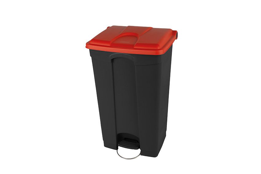 Probbax pedaalafvalbak 90L - recycled body - 500x412x820mm - Rood