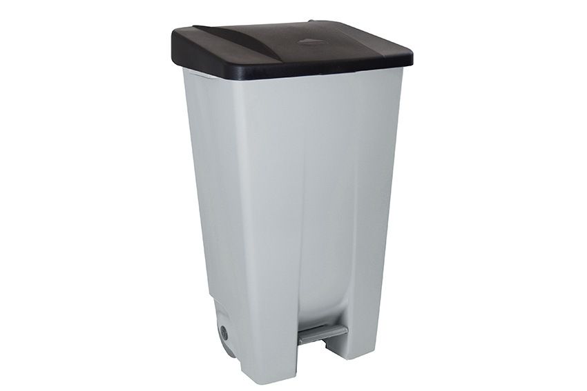 Qubb Pedaalafvalbak 120L - grijze body met 2 wielen - 510x425x875mm