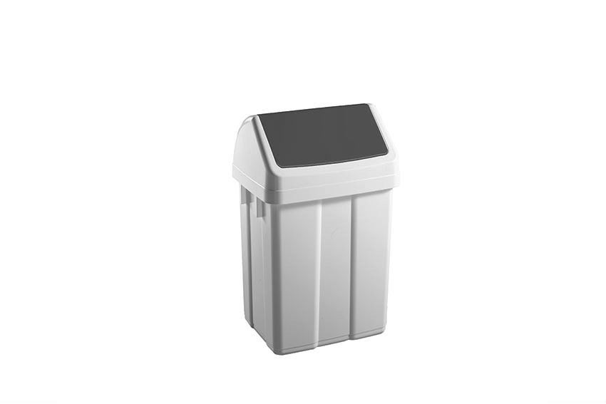 Qubb Afvalbak met klapdeksel 12L - 250x200x400mm - Grijs