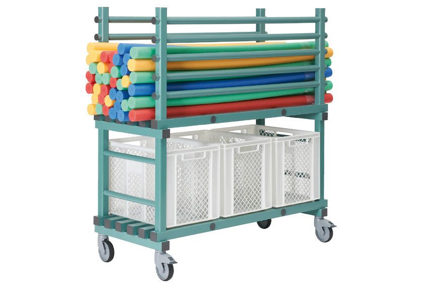 REA Kunststof stockagewagen - 1380x600x1450mm - 2 niveaus - Groen