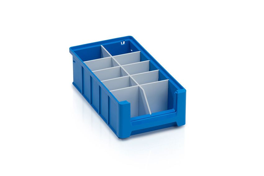 Qubb Langsverdeler uitsparingen legbordstellingbak Blue Box - 300x90mm