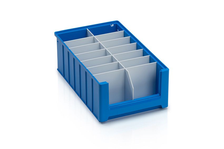 Qubb Langsverdeler met uitsparingen legbordstellingbak Blue Box - 400x140mm