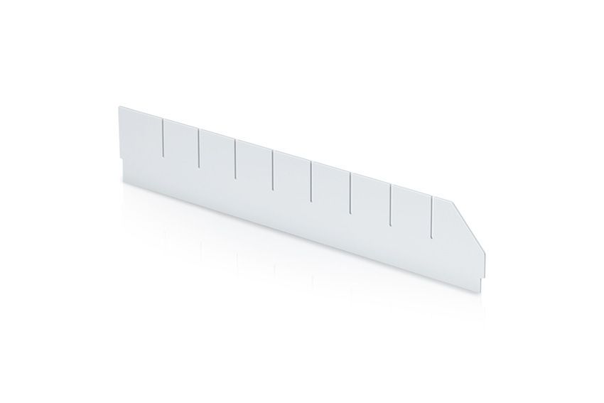 Qubb Langsverdeler met uitsparingen legbordstellingbak Blue Box - 500x90mm