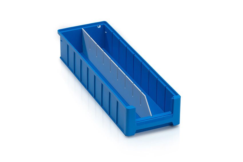 Qubb Langsverdeler met uitsparingen legbordstellingbak Blue Box - 500x90mm