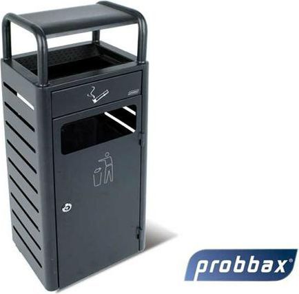 Probbax - staande asbak 2.3 L + restafvalbak 20 L - Zwart